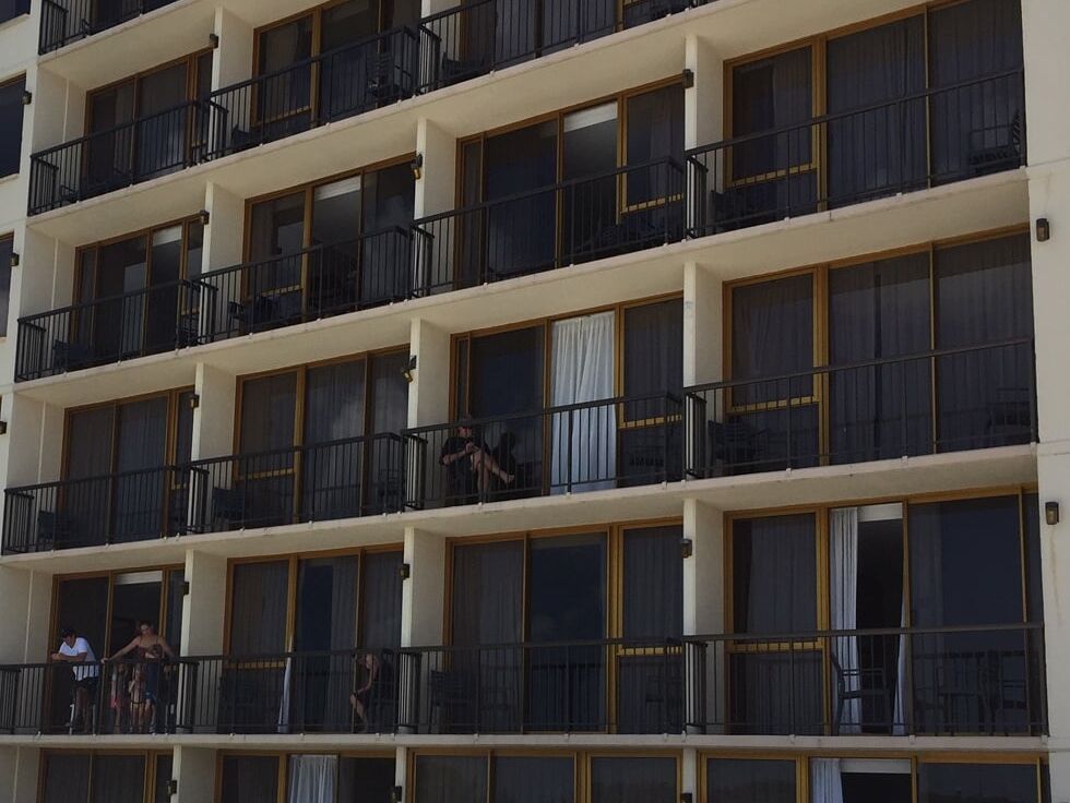 Rows of balconies at the Pacific Hotel Cairns