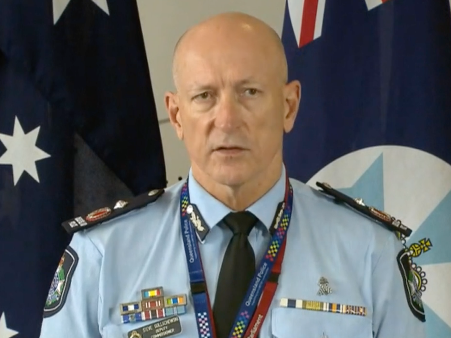 Queensland Deputy Police Commissioner Steve Gollschewski speaking to media