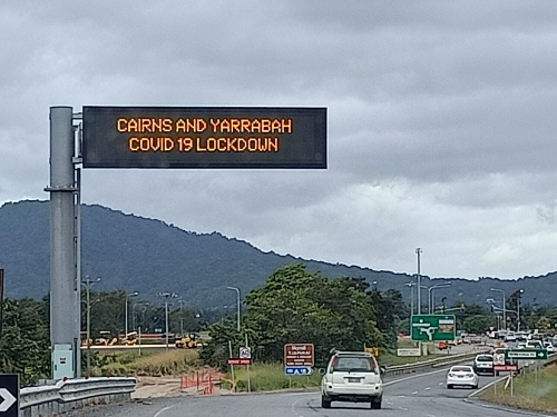 Billboard near Smithfield with lockdown directions
